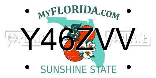 Y46ZVV Florida License Plate