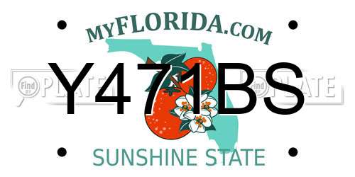 Y471BS Florida License Plate