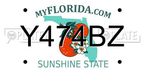 Y474BZ Florida License Plate