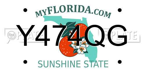 Y474QG Florida License Plate