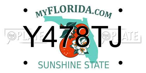 Y478TJ Florida License Plate