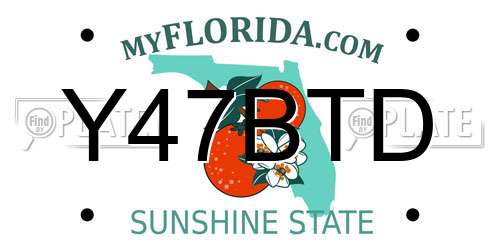 Y47BTD Florida License Plate