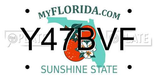 Y47BVF Florida License Plate