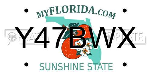 Y47BWX Florida License Plate