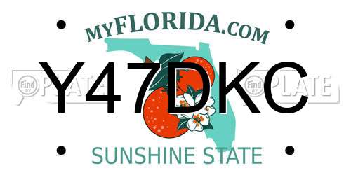 Y47DKC Florida License Plate