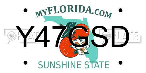 Y47GSD Florida License Plate