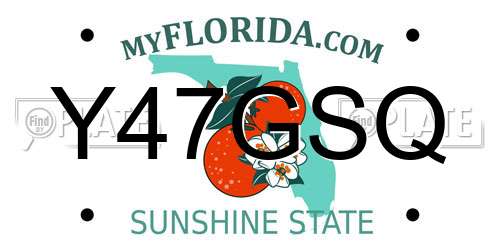 Y47GSQ Florida License Plate