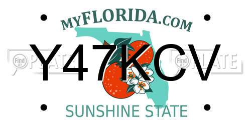 Y47KCV Florida License Plate