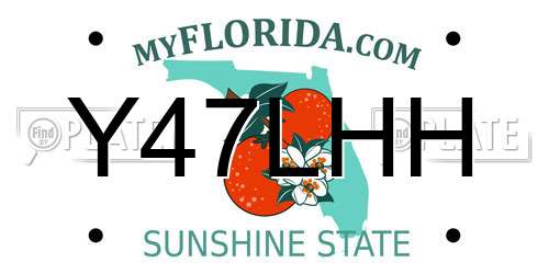Y47LHH Florida License Plate