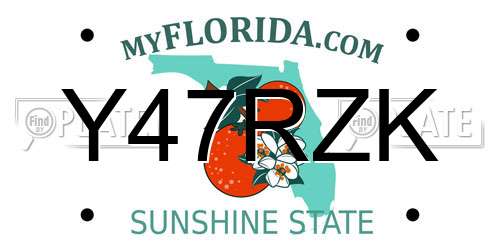 Y47RZK Florida License Plate