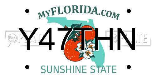 Y47THN Florida License Plate