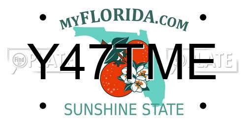 Y47TME Florida License Plate