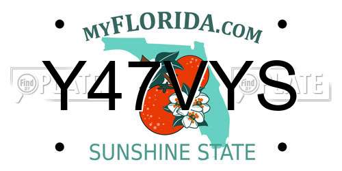 Y47VYS Florida License Plate