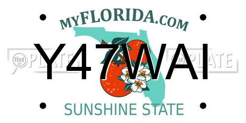 Y47WAI Florida License Plate