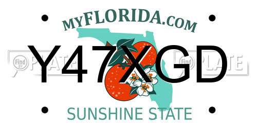 Y47XGD Florida License Plate