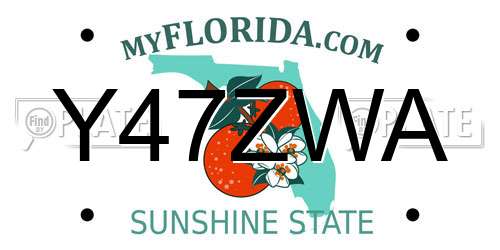 Y47ZWA Florida License Plate