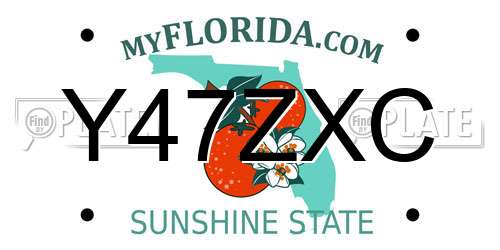Y47ZXC Florida License Plate