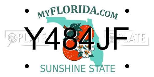 Y484JF Florida License Plate