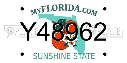Y48962 Florida License Plate