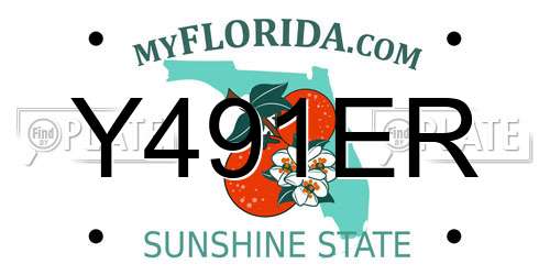 Y491ER Florida License Plate
