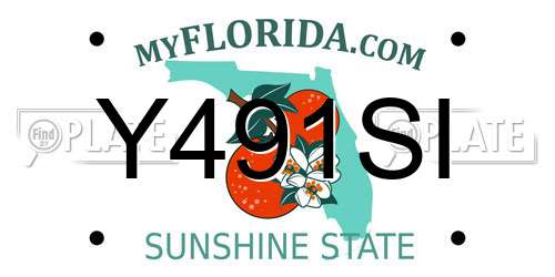 Y491SI Florida License Plate