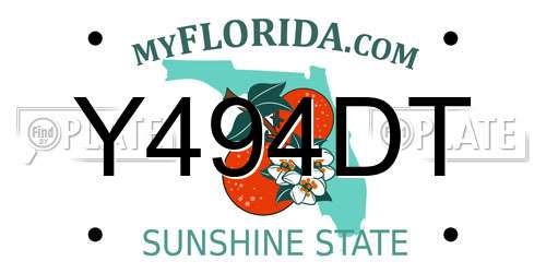 Y494DT Florida License Plate