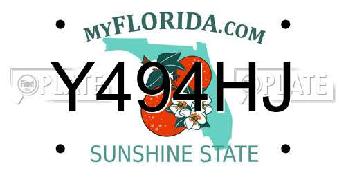 Y494HJ Florida License Plate