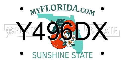 Y496DX Florida License Plate
