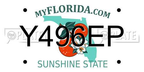 Y496EP Florida License Plate
