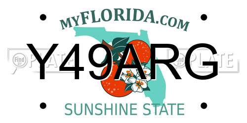 Y49ARG Florida License Plate