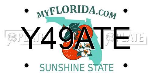 Y49ATE Florida License Plate