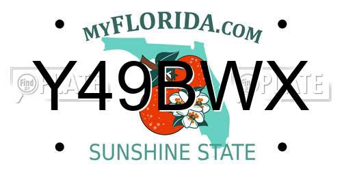Y49BWX Florida License Plate