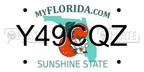 Y49CQZ Florida License Plate