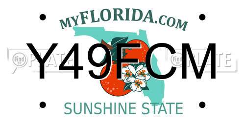 Y49FCM Florida License Plate