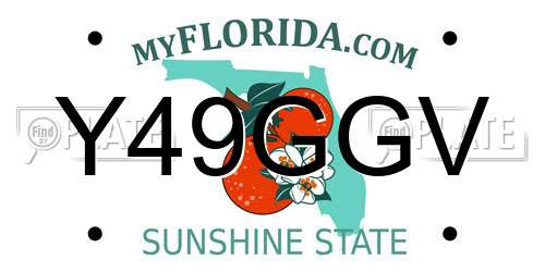 Y49GGV Florida License Plate