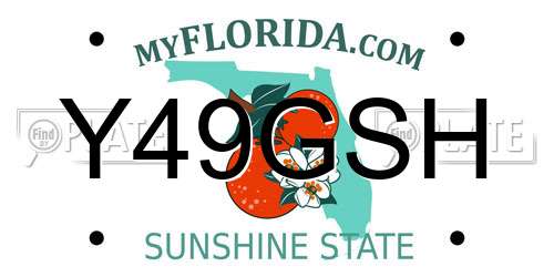 Y49GSH Florida License Plate