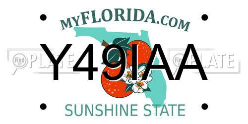 Y49IAA Florida License Plate