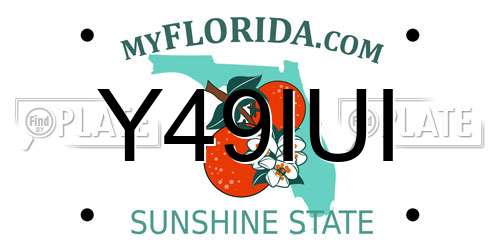 Y49IUI Florida License Plate