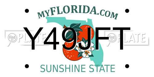 Y49JFT Florida License Plate