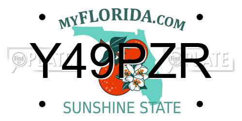 Y49PZR Florida License Plate