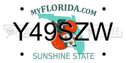 Y49SZW Florida License Plate