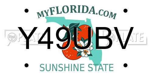 Y49UBV Florida License Plate
