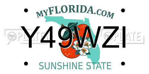 Y49WZI Florida License Plate