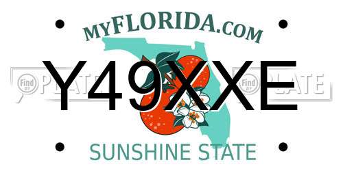 Y49XXE Florida License Plate