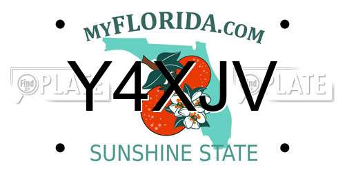 Y4XJV Florida License Plate