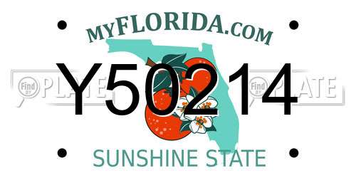 Y50214 Florida License Plate