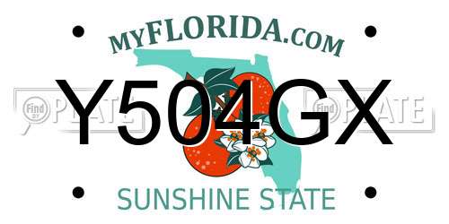 Y504GX Florida License Plate