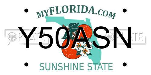 Y50ASN Florida License Plate