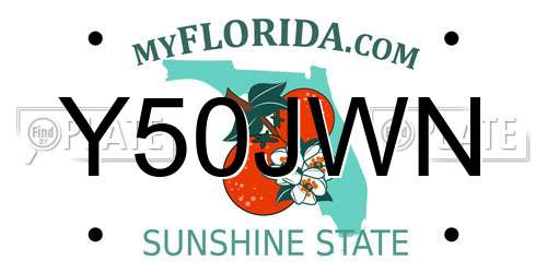 Y50JWN Florida License Plate