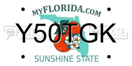 Y50TGK Florida License Plate